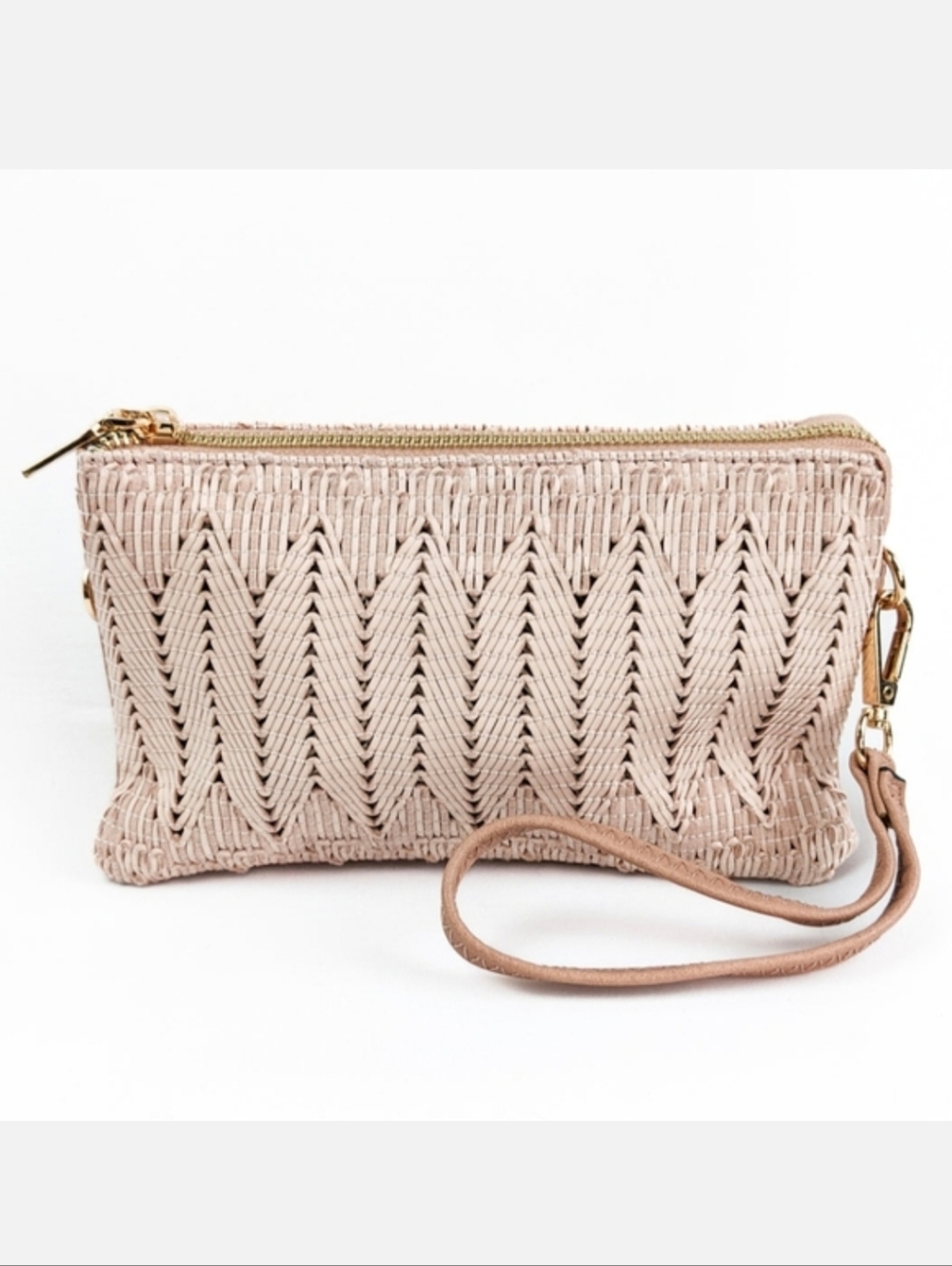 NWT Jen & Co. Riley Woven Crossbody Clutch, Mauve